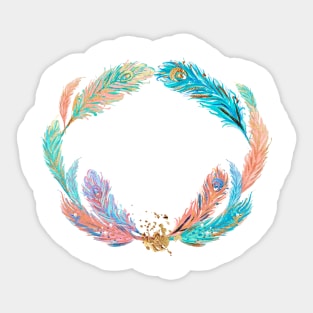 Image: Watercolor, Feather wreath Sticker